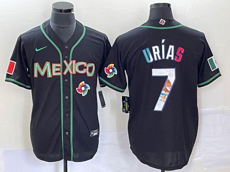 Men 2023 World Cub Mexico #7 Urias Black white Nike MLB Jersey15